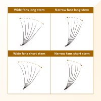 premade fans lashes wide fans vs short stem 